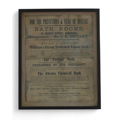 235 - A late 19th century / early 20th century poster 'For The Prevention & Cure of Disease. Bath Rooms 19... 