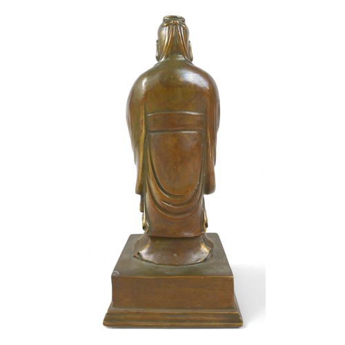 175 - A Chinese bronze figure, 13 by 11 by 29cm high.