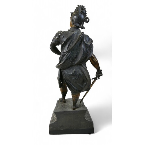 216 - Arthur WAAGEN (act.1869-1910) 'Roman Warrior' a statue made of spelter with foundry mark, on a marbl... 