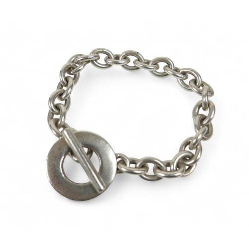 63 - An Asprey London silver chain link bracelet, 21cm long, 48g.