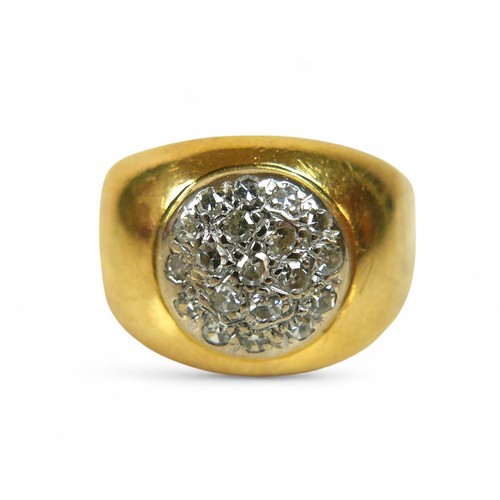 45 - An 18ct yellow gold diamond ring, size S, weight 5.8g.