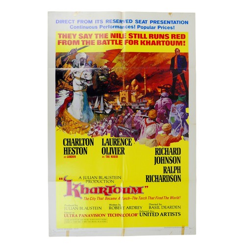 237 - Film Poster: Khartoum one sheet, with Charlton Heston, Lawrence Olivier, 1966 (some tape residue, fo... 