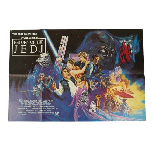 245 - Film poster: Star Wars Return Of The Jedi quad, 1983, British, artwork by Josh Kirby, folded, 27in x... 