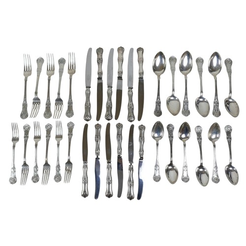 132 - A Norwegian David Andersen 830 silver six setting cutlery set with Thune knives, comprising six tabl... 