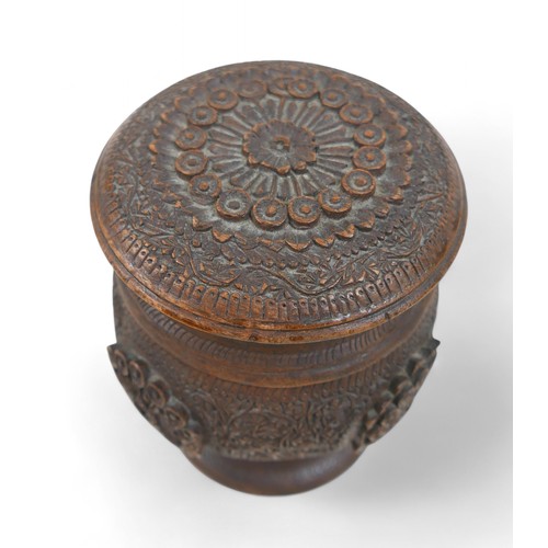 162 - An eastern carved wooden tobacco box and a jewellery box, box measures 20 by 12 by 7cm high.(2)