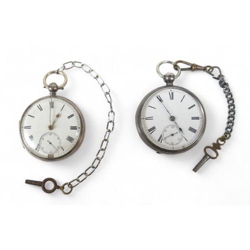 138 - Two silver key wind pocket watches, 50mm cases.(2)