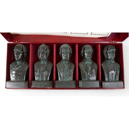 223 - A set of five Gambit 'Collector Series' resin bronze effect busts, modelled as 19th century Prime Mi... 