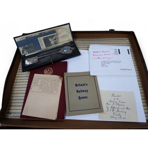 244 - An interesting collection of ephemera and items relating to Molly Brown Britains Railway Queen 1930,... 