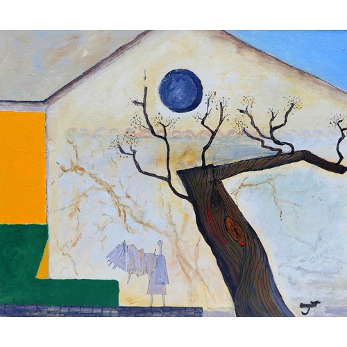 302 - Paul Wingett (1935-2013): 'Angel tree' oil on canvas, signed, 37 by 45cm,  framed, 49 by 57cm.