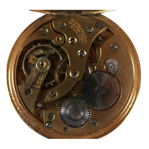 103 - A gold plated Rolex pocket watch, 47mm case, top wind 17 jewel movement, enamel dial with secondary ... 