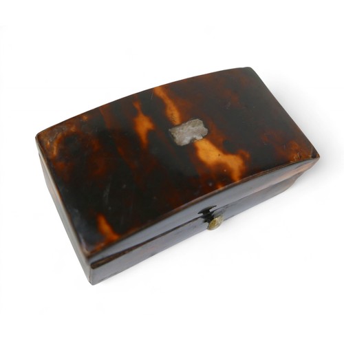 22 - A silver desk box and two small 19th century tortoiseshell boxes, largest 8.5 by 8 by 3cm.