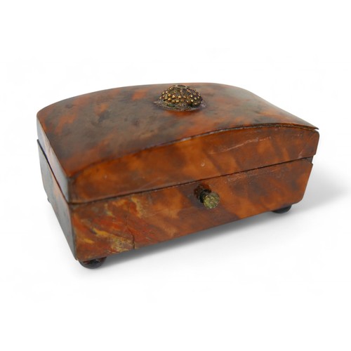 22 - A silver desk box and two small 19th century tortoiseshell boxes, largest 8.5 by 8 by 3cm.