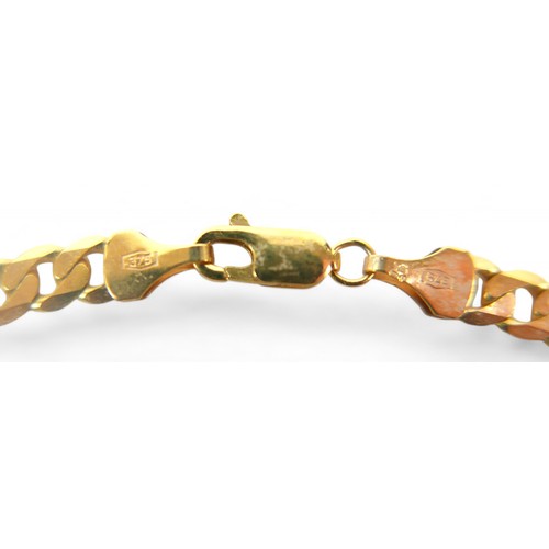 85 - A 9ct gold flat curb link chain, with lobster claw clasp, 45.5cm long, 16.4g.