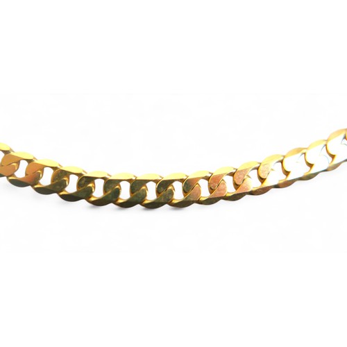 85 - A 9ct gold flat curb link chain, with lobster claw clasp, 45.5cm long, 16.4g.