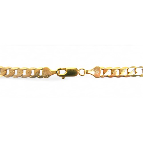 85 - A 9ct gold flat curb link chain, with lobster claw clasp, 45.5cm long, 16.4g.