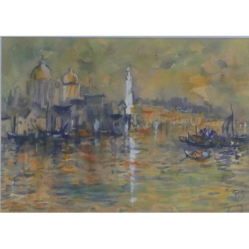 295 - European school (Early 20th century): two watercolour paintings by different artists, Venice, indist... 