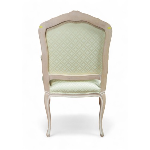 364 - A modern lime effect French style open armchair, 68 by 63 by 104cm high.