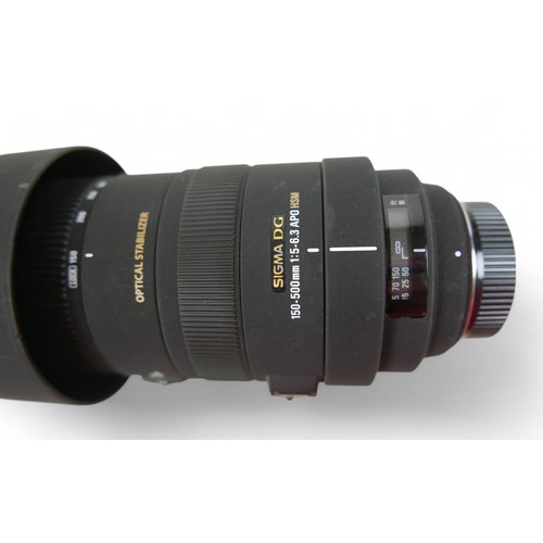 221 - A Sigma DG camera lens, 150-500mm 1:5-6.3 APO HSM.