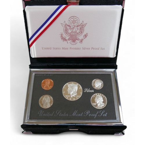 123 - A collection of proof coins and sets, to include 1997 United States Mint premier silver proof set. (... 