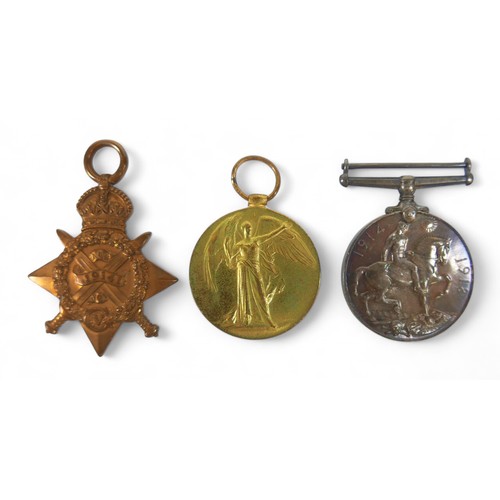 218 - An interesting WWI trio of medals, to Pte F G Thomas no 2246 1st 2nd Monmouth regiment with  a consp... 