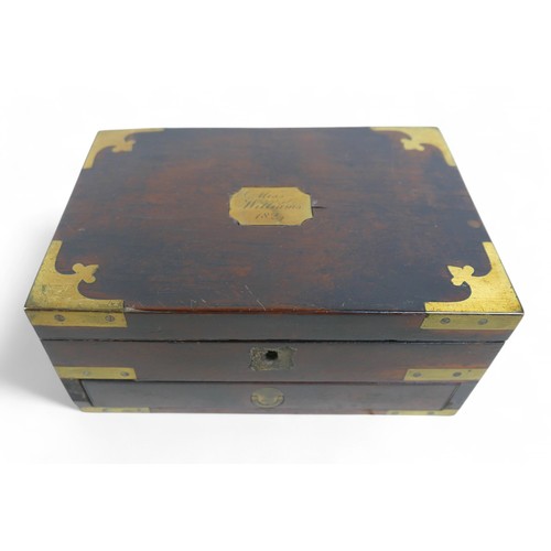 127 - A collection of mainly British coins, contained in a 19th century brass bound mahogany box.