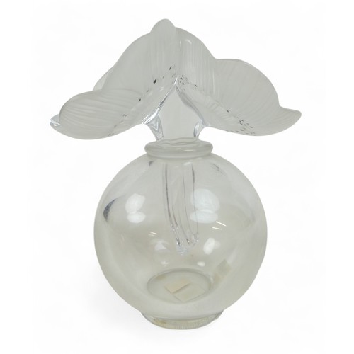 192 - A Lalique 'Anemone' glass scent bottle, etched mark Lalique France, 15 by 10 by 17cm high, with box.