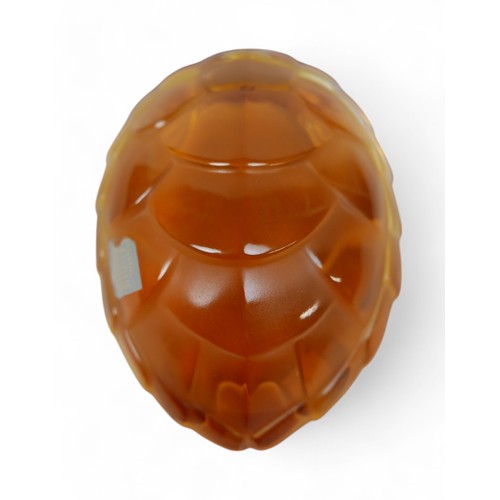 191 - A Lalique glass Caroline model of a turtle, clear and frosted glass with amber glass shell, etched L... 