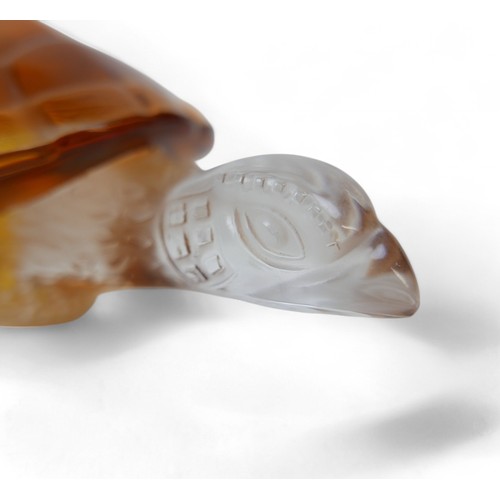 191 - A Lalique glass Caroline model of a turtle, clear and frosted glass with amber glass shell, etched L... 