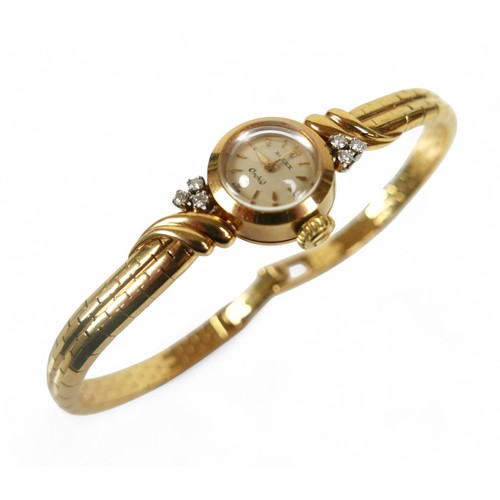 114 - An 18ct gold and diamond set Rolex Orchid lady's cocktail wristwatch, the shaped bracelet set with s... 