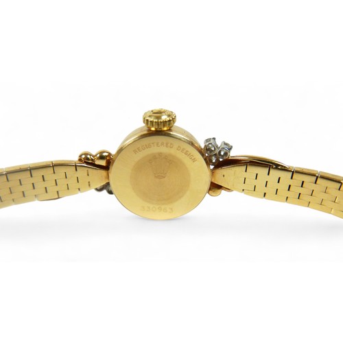 114 - An 18ct gold and diamond set Rolex Orchid lady's cocktail wristwatch, the shaped bracelet set with s... 