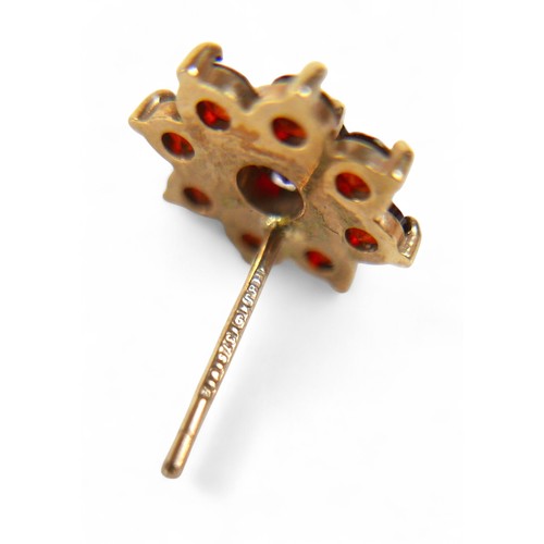 55 - Two pairs of 9ct gold and garnet earrings, flower head and drop design, total weight 5.4g.