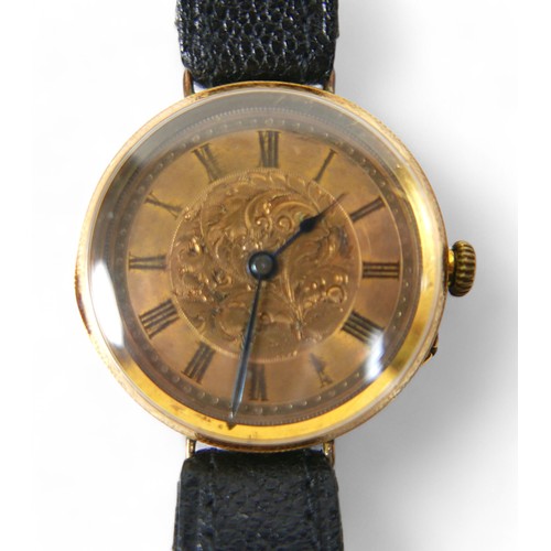 109 - An 18ct gold wristwatch J W Benson, manual movement number 1042629, 34mm case, base metal dust cover... 