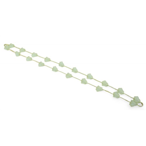 77 - A Lalique 'Feuilles de Lierre' necklace, with twenty glass beads on silk thread, necklace 58cm long.