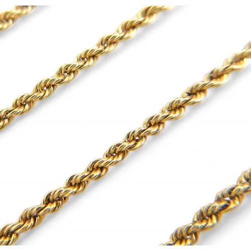 52 - A 14ct yellow gold rope twist necklace and bracelet, 53 and 20cm long by 2.3mm, 6.7g. (2)