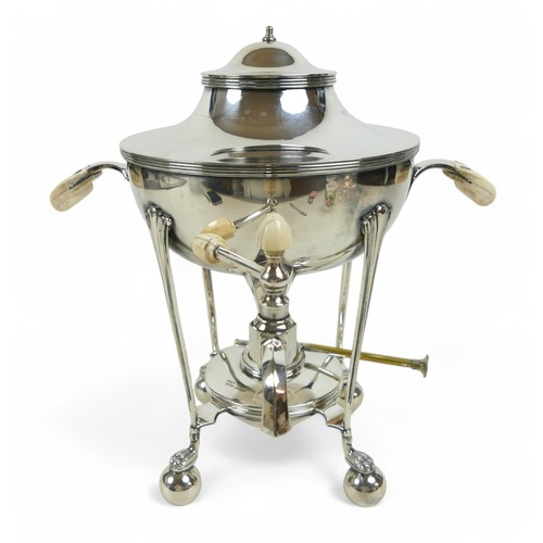 7 - A silver plated Mappin and Webb samovar/tea kettle with ivory handles, made for the French market, 3... 