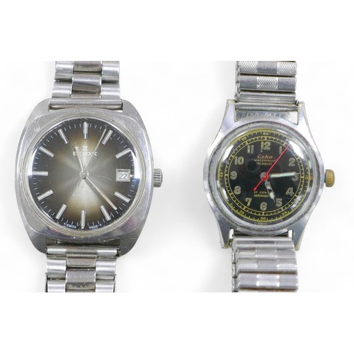 101 - Two retro wristwatches, comprising an Eska Incabloc, 17 Jewel antimagnetic watch, with Arabic dial, ... 