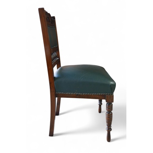 341 - A set of late four Victorian dining chairs, recently reupholstered, 46 by 42 by 92cm high.