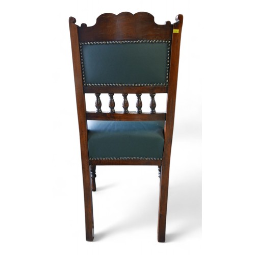 341 - A set of late four Victorian dining chairs, recently reupholstered, 46 by 42 by 92cm high.