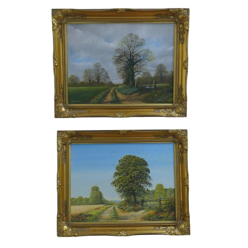 301 - R. Chadwick (British, 20th century and later): four oil paintings depicting the seasons, all signed,... 