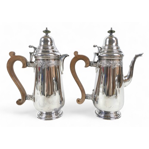 2 - An Elizabeth II Irish silver five piece tea and coffee service, of ovoid form with engraved foliate ... 