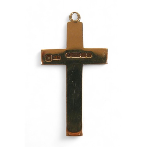 34 - A 9ct yellow gold cross shaped pendant, 3.4cm high, 2.6g.