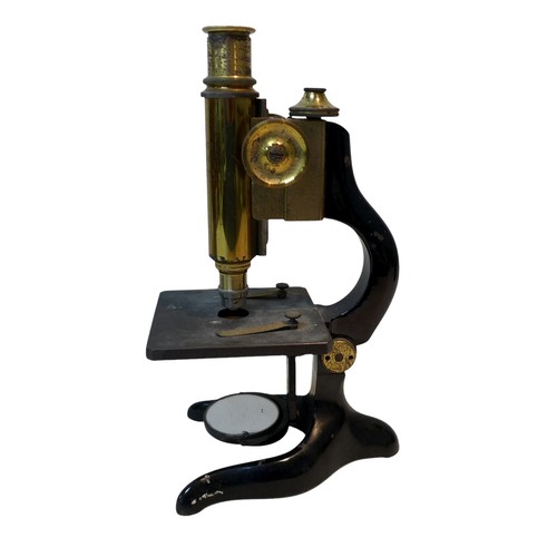 224 - E. Leitz Wetzlar brass microscopes in original wooden cases c.1900, both boxes are numbered and matc... 