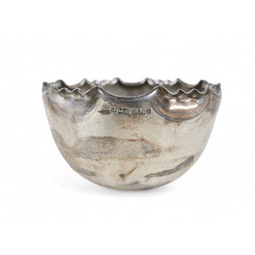 27 - A small group of silver items, including a small bowl with frilled rim, James Dixon & Sons Ltd, Shef... 