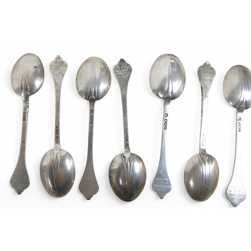 28 - A group of assorted silver flatware, mostly spoons, including a set of eight continental apostle spo... 