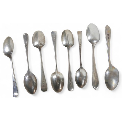 28 - A group of assorted silver flatware, mostly spoons, including a set of eight continental apostle spo... 