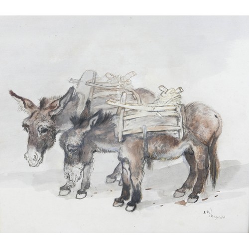 306A - Ludwig Heinrich Jungnickel (Austrian, 1881-1965): a study of two donkeys, standing facing left and w... 