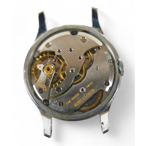 94A - A Jaeger LeCoultre stainless steel cased gentleman's wristwatch, circa 1950's, circular silvered dia... 