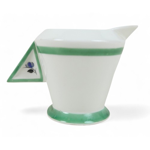 189A - An Art Deco Shelley tete-a-tete tea set, decorated in the 'Vogue 'J' Green' pattern, green printed f... 