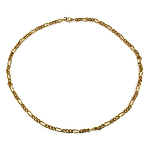 75A - A 9ct yellow gold figaro link necklace, with lobster claw clasp, 5.0mm wide, 60cm long, 38.0g.