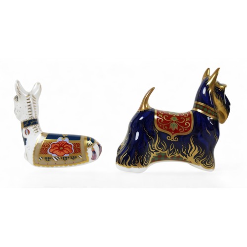 189 - Four boxed Royal Crown Derby paperweights, Chatsworth coot, Scottish terrier, red legged partridge a... 